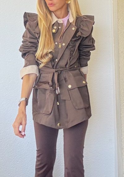 Parka Volantes Marrón Chocolate